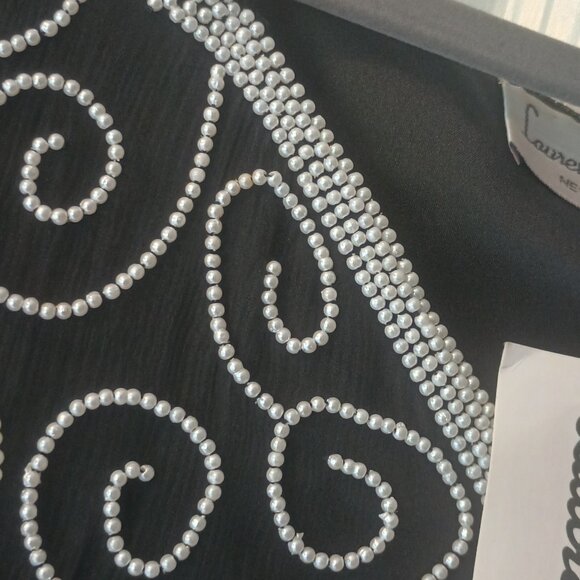 NWT 2x Formal Wear Top- Black with Pearl Beading - Picture 3 of 3